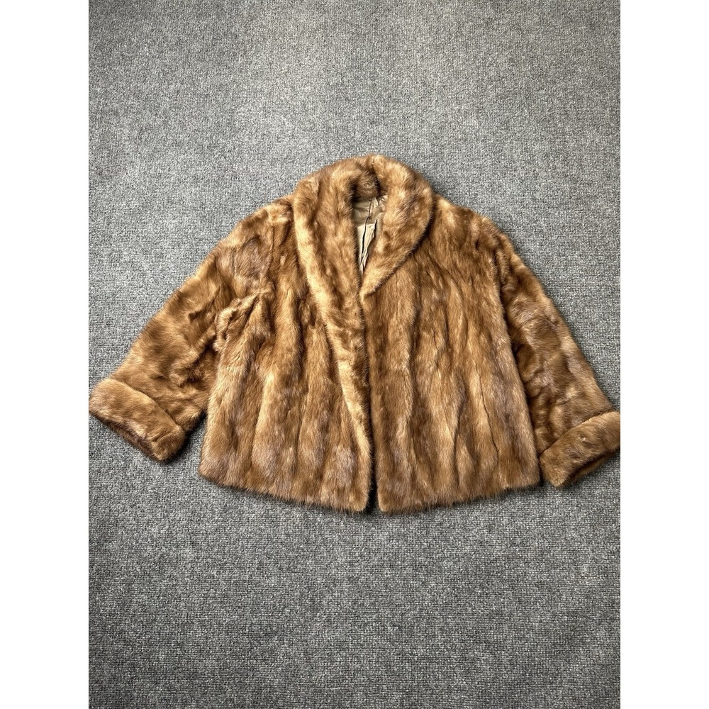 Womens Fur Autumn Haze EMBA Brown Cropped Jacket Natural Mink, Size M‎